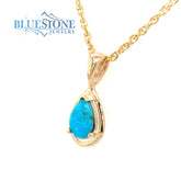 14 Karat Yellow Gold Pendant with One 8mm x 5mm Pear Cut Natural Turqu